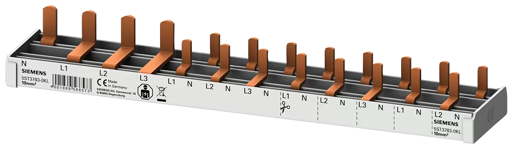 Siemens Stiftsa.schiene kompakt, 10mm2 Anschluss 3p/ N (FI N-links) 1x FI 4-pol 5ST37830KL