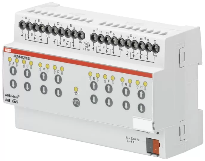 ABB JRA/S8.230.5.1 Jalousie-/Rollladenaktor, Fahrzeiterm, 8f, 230 V AC, man Bed, REG 2CDG110126R0011