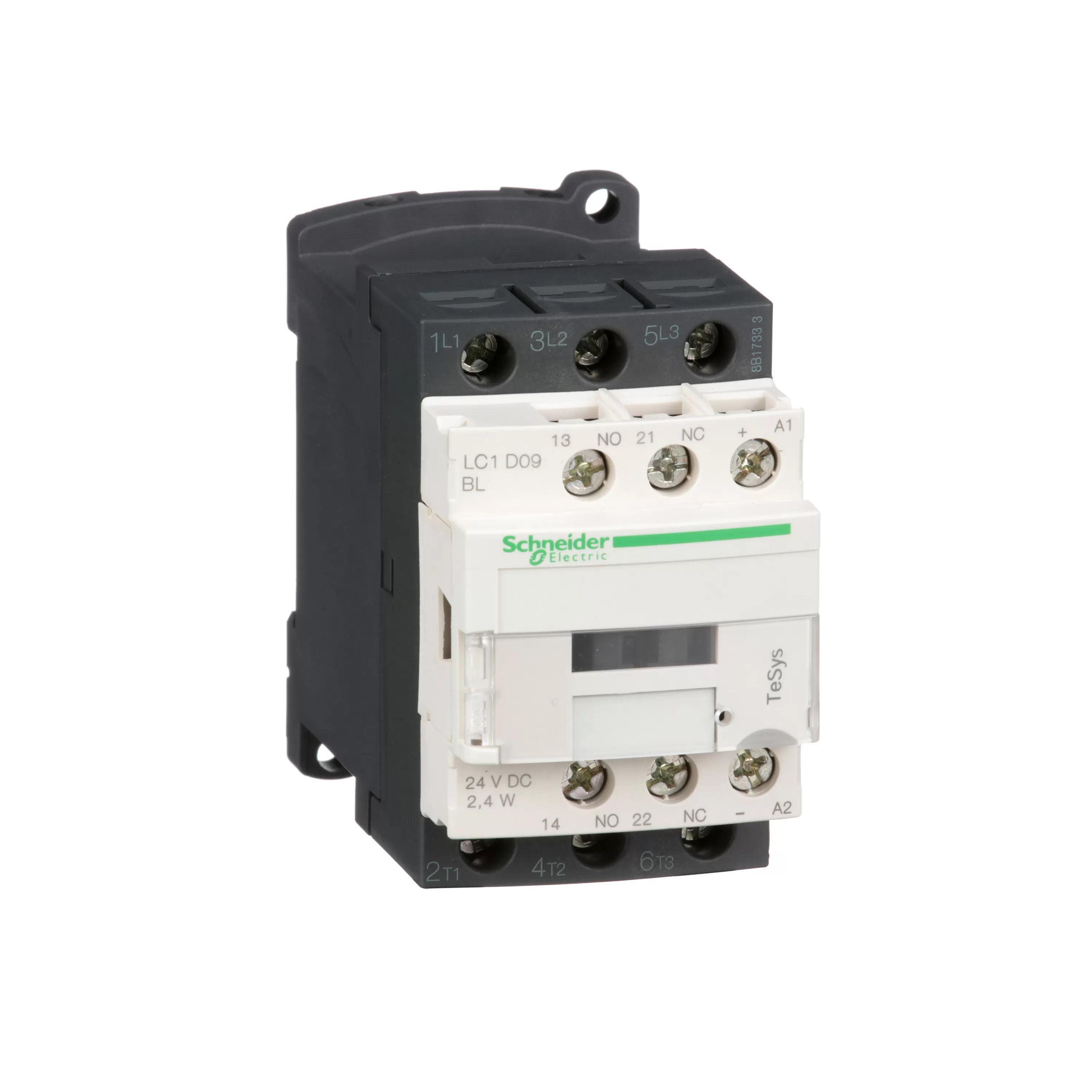 Schneider Electric Leistungsschütz LC1D 3p, +1S+1Ö, 4 kW, 9 A, 400 V AC3, Spule 24 V DC LC1D09BL