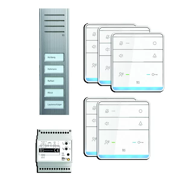 TCS audio:pack AP für 5 Wohneinheiten, mit Außenstation ASX 5 Klingeltasten + 5x Freisprecher ISW5010 + Steuergerät BVS20 PSX2350-0000