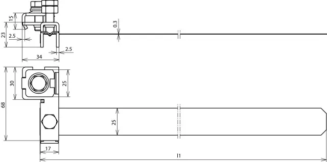 Dehn Bandrohrschelle GSG D 27-89mm NIRO m. Anschluss f. Rd 6-8/10 od. 4-50mm² 540104