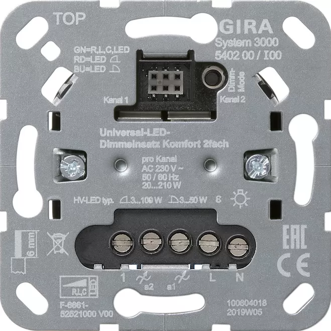 Gira S3000 Uni-LED-Dimmeins. Komfort 2f Einsatz 540200