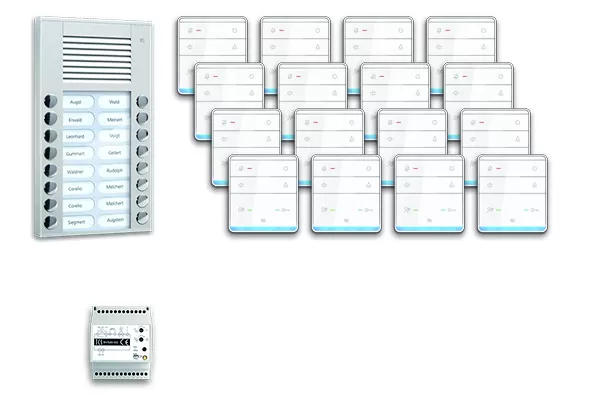TCS audio:pack AP für 16 Wohneinheiten, mit Außenstation PES 16 Klingeltasten + 16x Freisprecher ISW5010 + Steuergerät BVS20 PPAF16-EN/01