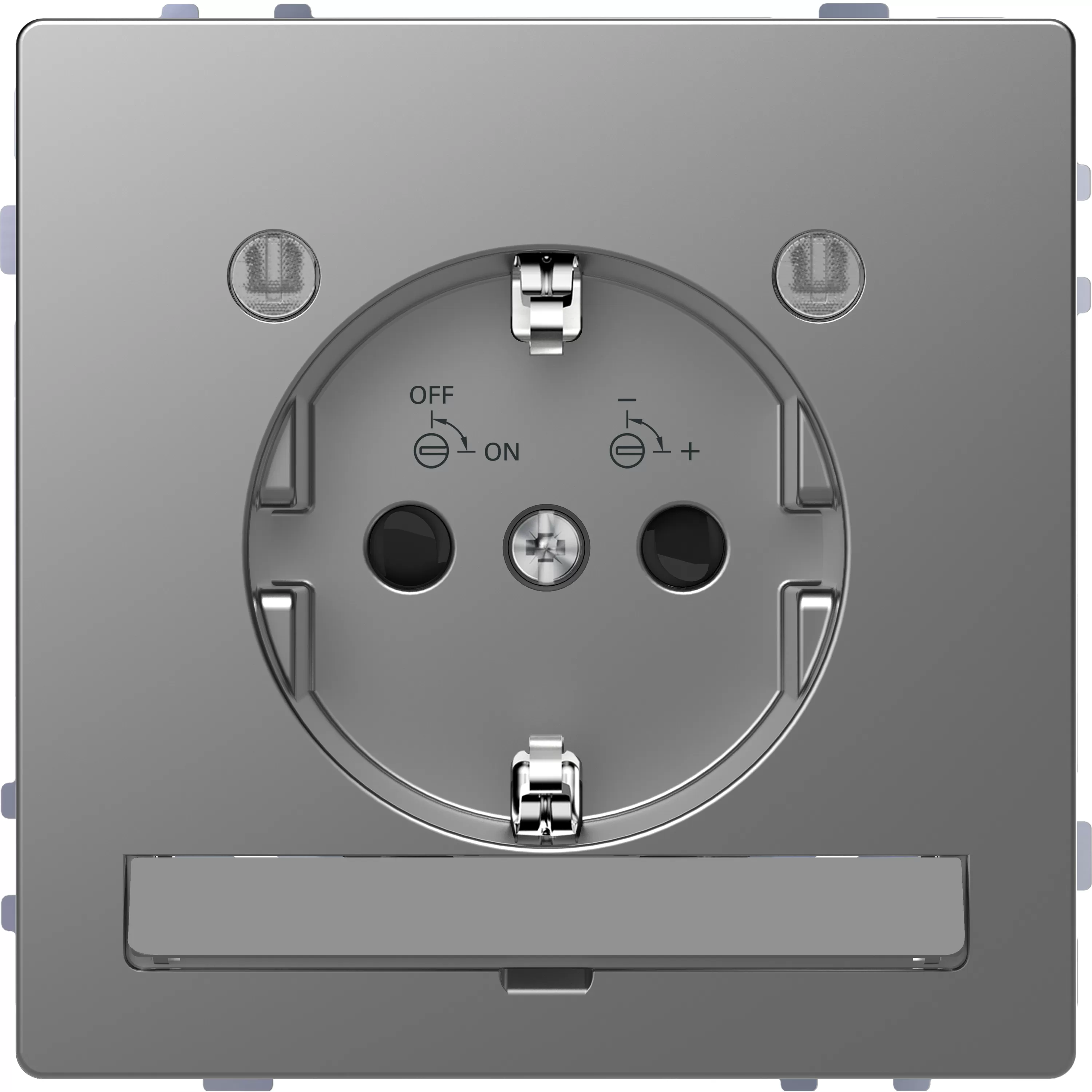 Merten SCHUKO-Steckdose mit Lichtauslass und LED-Beleuchtungs-Modul, Berührungsschutz, Steckklemmen, Edelstahl, System Design MEG2304-6036