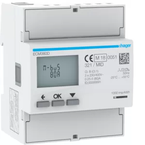 Hager Energiezähler 3ph,direkt 80A, MBUS, MID ECM380D