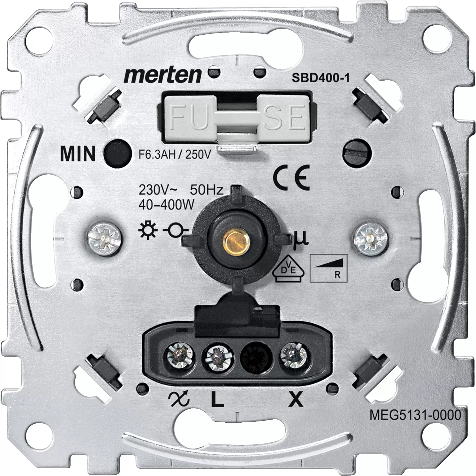 Merten Drehdimmer-Einsatz für ohmsche Last mit Druck-Ausschalter, 40-400 W MEG5131-0000