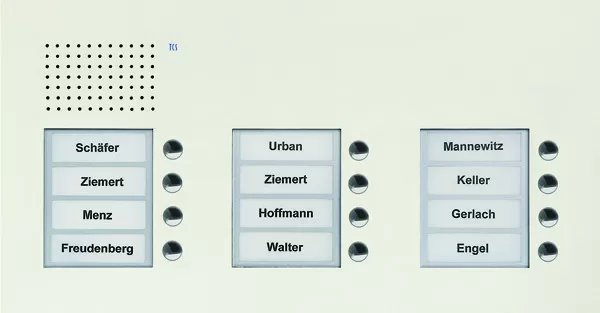 TCS Audio Außenstation Serie PUK 12 Klingeltasten (rechtsbündig), 3-spaltig, UP weiß PUK12/3-WS