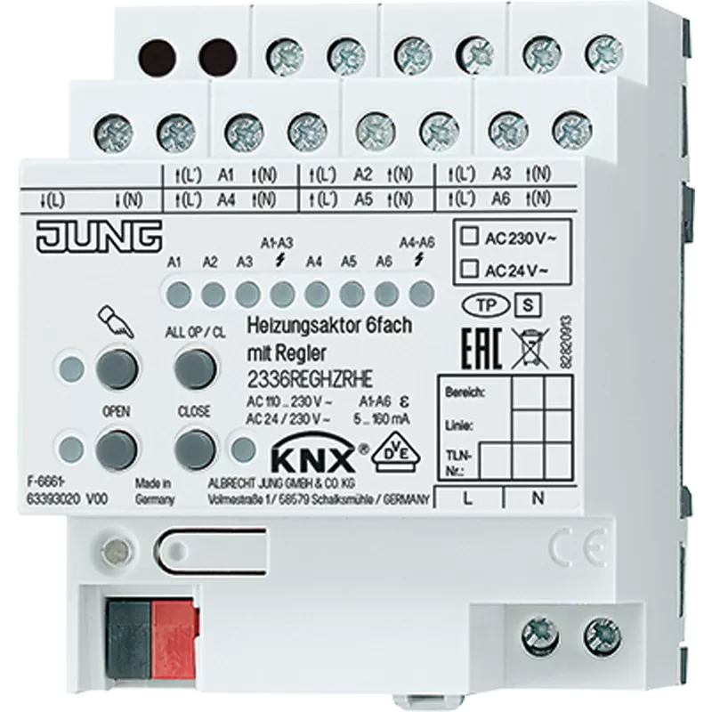 Jung KNX Heizungsaktor 6fach mit Regler 2336REGHZRHE