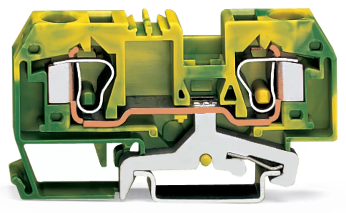 WAGO 2-Leiter-Schutzleiterklemme;10 mm²;mittige Beschriftung;grün-gelb 284-907