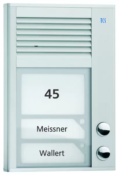 TCS Audio Außenstation Serie PAK 2 Klingeltasten (rechtsbündig), AP silber  PAK02-EN