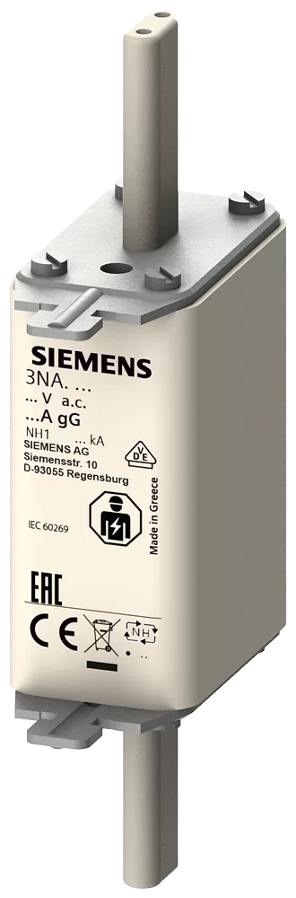 Siemens NH-Sicherungseinsatz, NH1, In: 63 A, gG, Un AC: 500 V, Un DC: 440 V 3NA3122