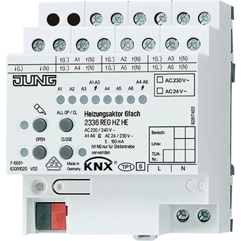 Jung KNX Heizungsaktor 6fach 2336REGHZHE