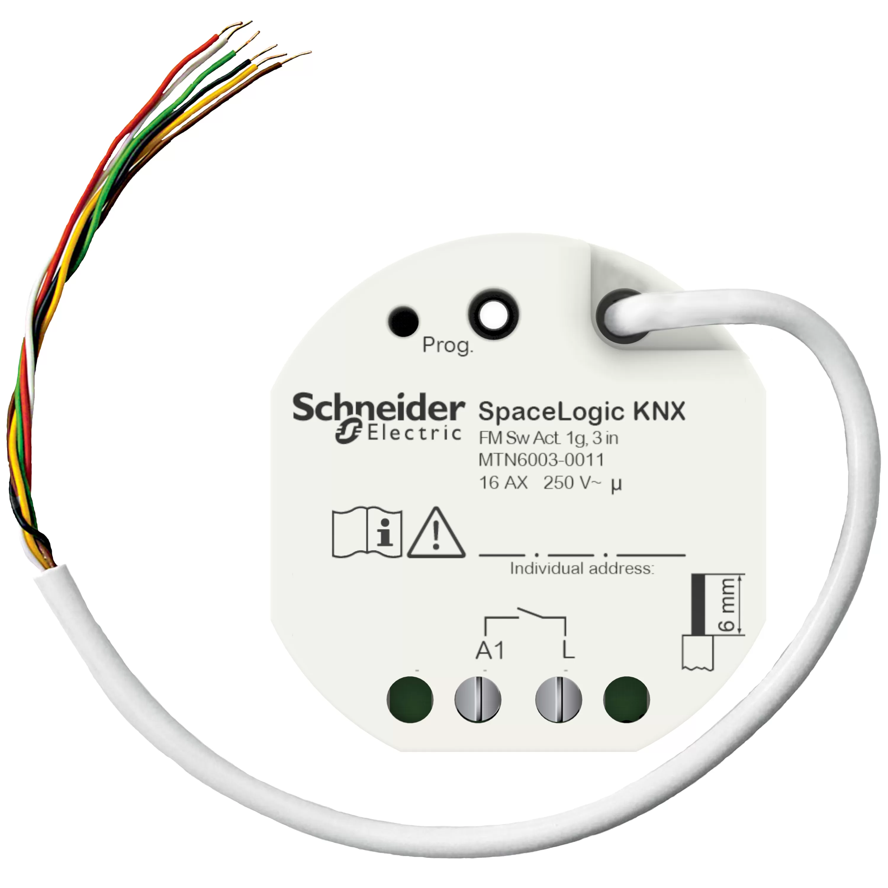 Schneider Electric SpaceLogic KNX UP Schaltaktor 1fach mit 3 Binäreingängen MTN6003-0011