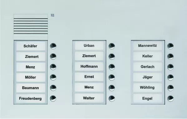 TCS Audio Außenstation Serie PUK 18 Klingeltasten (rechtsbündig), 3-spaltig, UP silber PUK18/3-EN