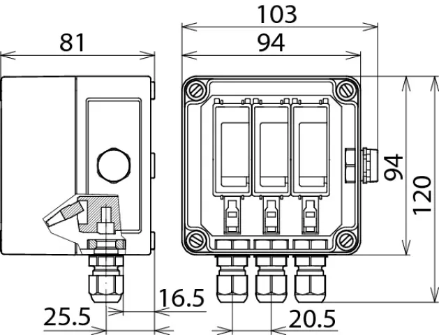 Dehn Überspannungsableiter Typ 2 DEHNcube im Gehäuse IP65 f. PV-Anl. 1MPP b. 1000V DC 900910