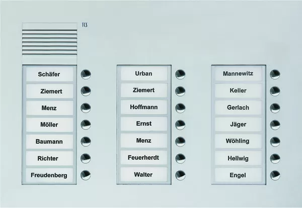 TCS Audio Außenstation Serie PUK 21 Klingeltasten (rechtsbündig), 3-spaltig, UP silber PUK21/3-EN