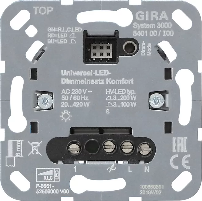 Gira S3000 Uni-LED-Dimmeins. Komfort Einsatz 540100