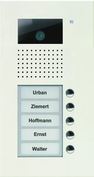 TCS Video Außenstation Serie AVU mit 5 Klingeltasten (rechtsbündig), 1-spaltig, UP weiß AVU14050-0019