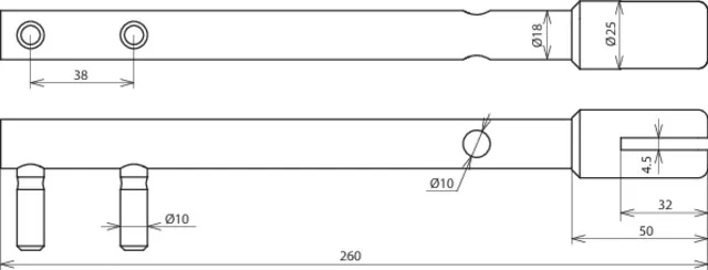 Dehn Richteisen gerade St/brüniert f. Rd 8-10mm / Fl -4mm 596000