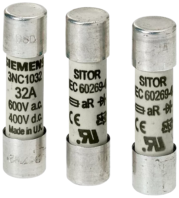 Siemens SITOR- Zylindersicherungseinsatz, 10x38 mm, 3 A, aR, Un AC: 600 V, Un DC: 700 V 3NC1003