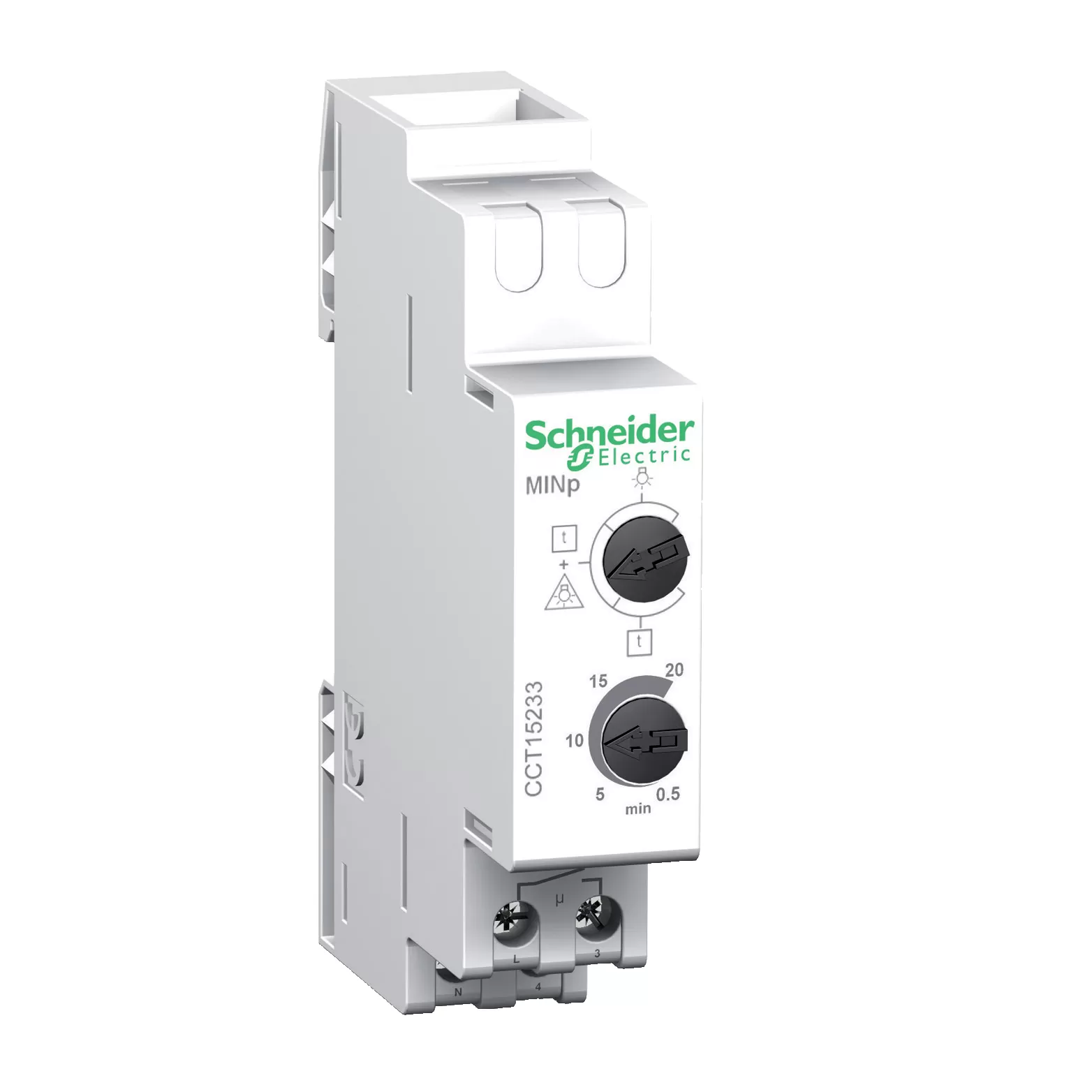Schneider Electric Elektronischer Treppenlichtzeitschalter MINs, 0,5, 20min. , Vorwarnfunktion CCT15233