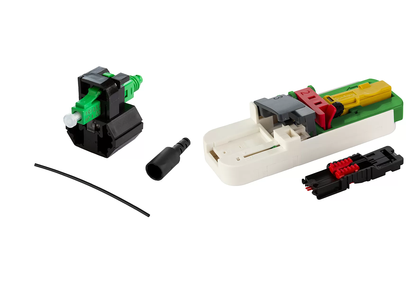 Metz Connect OpDAT FAST Hybrid Steckerbausatz LC APC OS2 100 Stück für Adern Ø 0,25 + 0,9 mm inkl. Cleaver-Set und Faser-Guide 1509QAJA010C-E