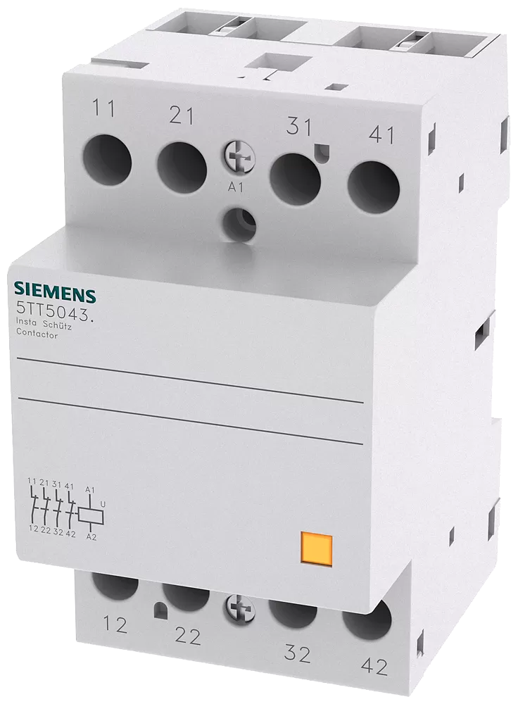 Siemens INSTA-Schütz mit 4 Öffnern Kontakt für AC 230V, 400V 40A Ansteuerung AC 230V DC 5TT50430