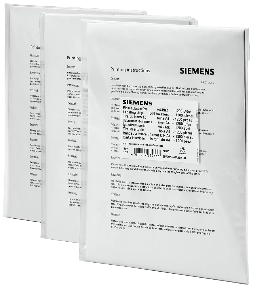Siemens Beschriftungsstreifen für Bedienbaustein 3UF720, zur Beschriftung der LED 3UF79250AA020