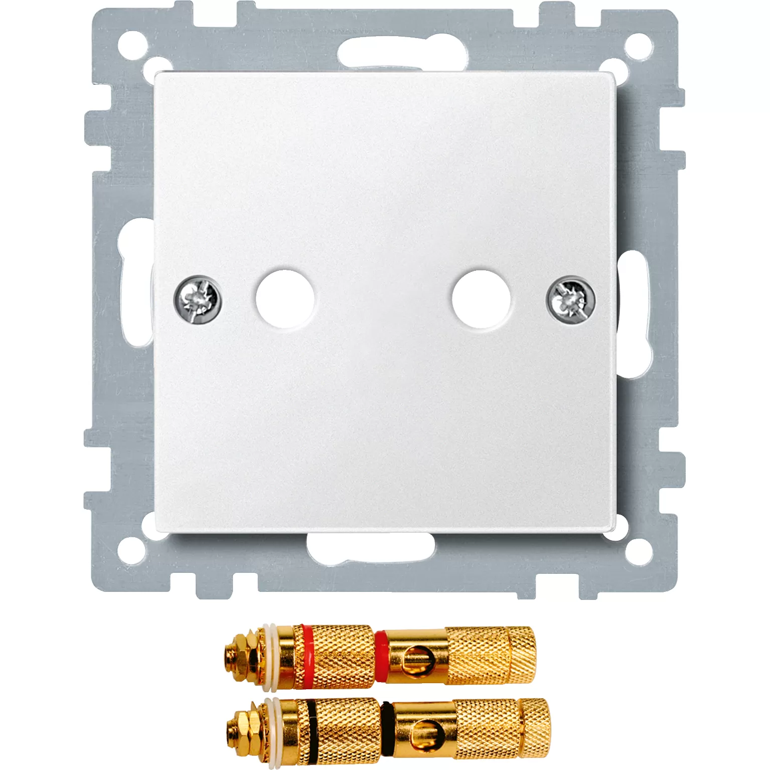 Merten Zentralplatte mit High-End Lautsprecher-Steckverbinder, polarweiß, System M 469319