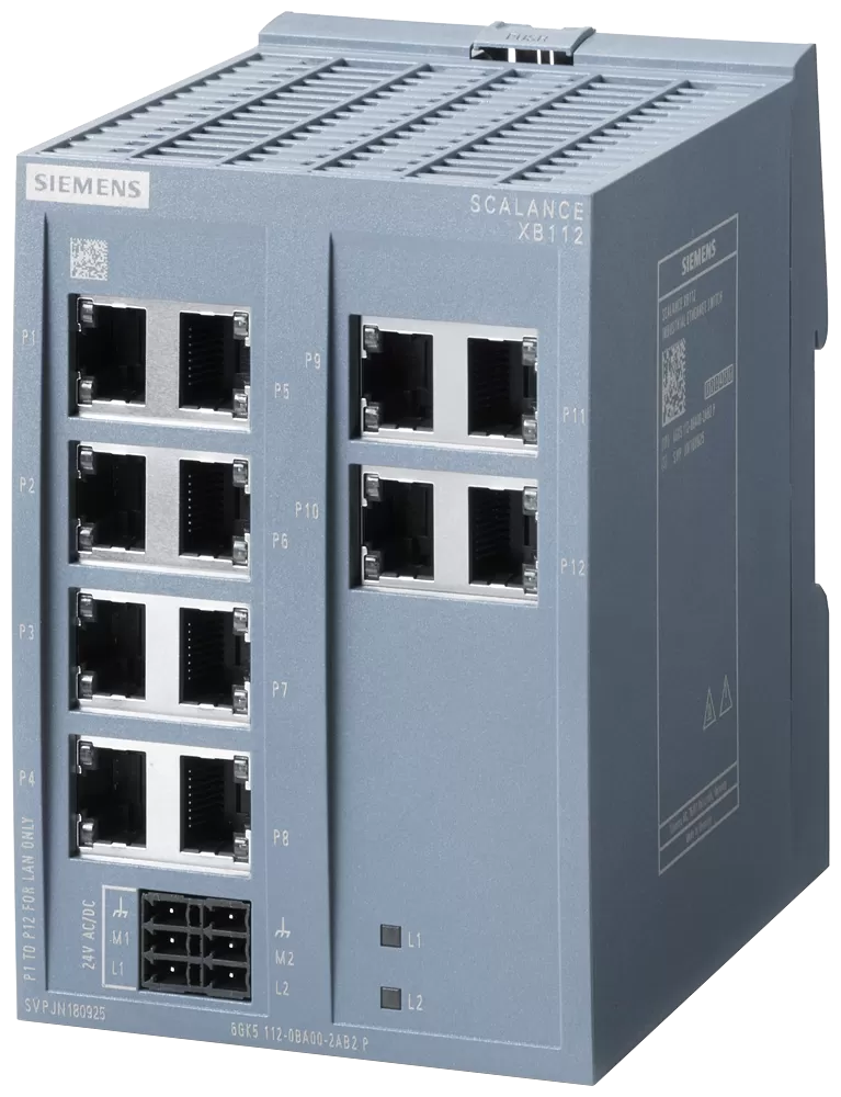 Siemens SCALANCE XB112, unmanaged Switch, 12x 10/100 Mbit/s RJ45 Ports 6GK51120BA002AB2