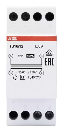 ABB TS16/12 Klingeltransformator 16VA, 12VAC 2CSM228635R0812
