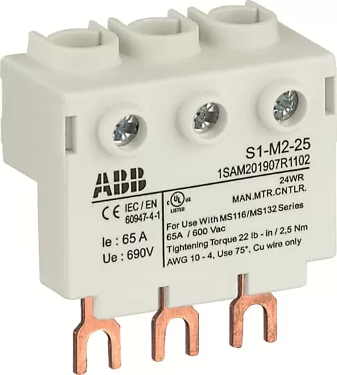 ABB S1-M2-25 3-Phasen-Einspeiseblock Hoch, für MS116 / MS132, 25mm2 1SAM201907R1102
