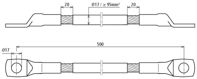Dehn Stahlseil-Erdungsverbinder beidseitig mit Kabelschuh D 17mm L 500mm 419260