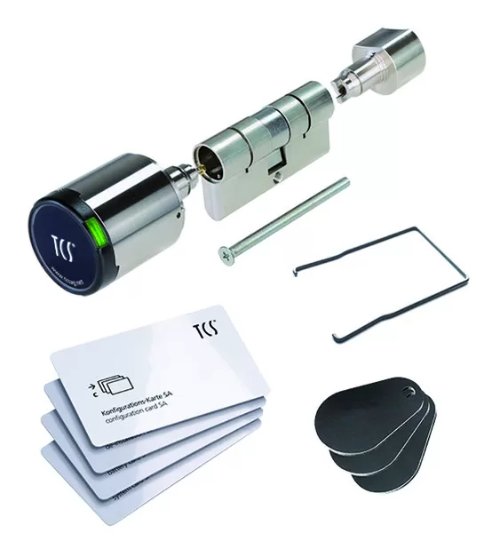 TCS Knaufzylinder:pack mit elektronischem Schließzylinder (Stand alone) für alle Profilzylinderschlösser, IP55, Maße Profilzylinder (mm) 30/30  811-003-3030