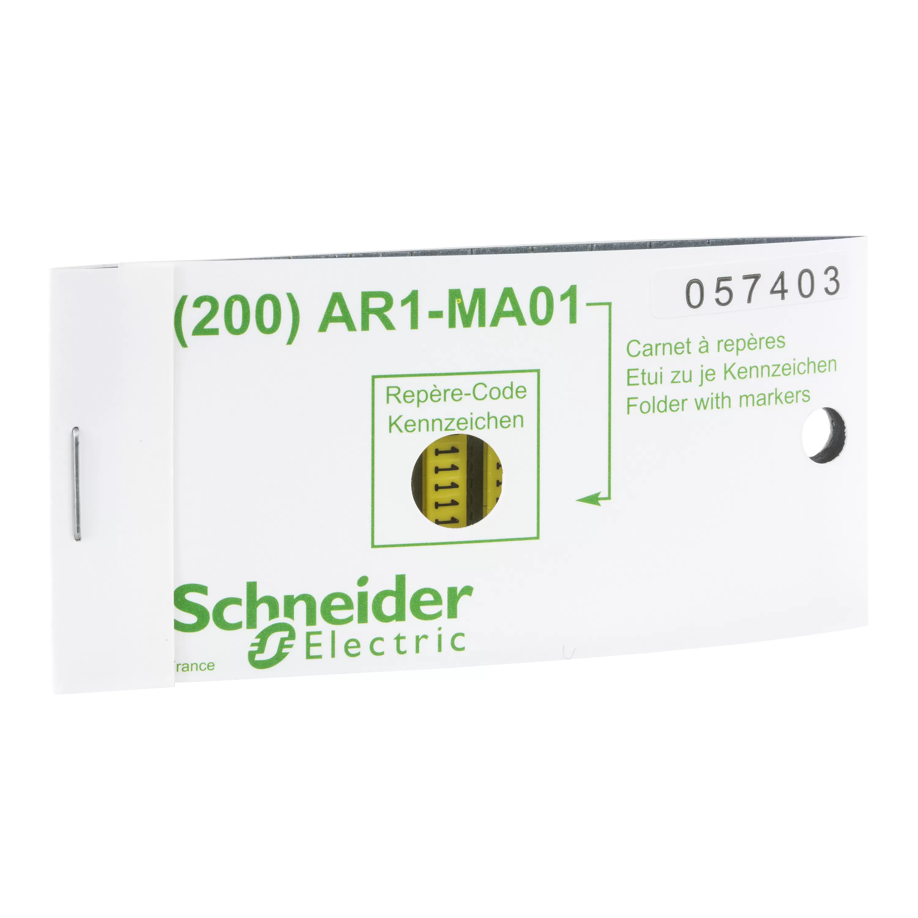 Schneider Electric Kennzeichnungshülse, gelb, Verpackungeinheit: 200 Stck., Zeichen V AR1MB01V