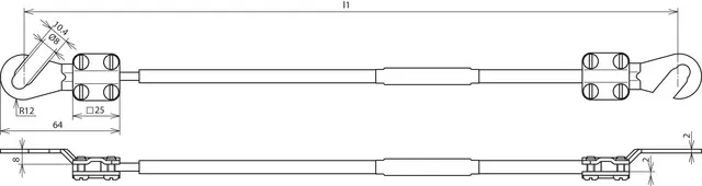 Dehn Erdungsleitung 16mm²/L 0,5m gr/ge m.2 Kabelschuhe (B) offen M8/M10 417005