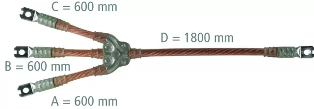 Dehn Erdungs- und Kurzschließseil 3-polig 16mm² mit aufgepressten Kabelschuhen VE5MT89