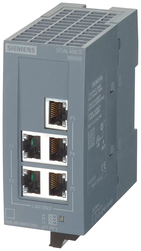 Siemens SCALANCE XB005, unmanaged Switch, 5x RJ45 6GK50050BA001AB2