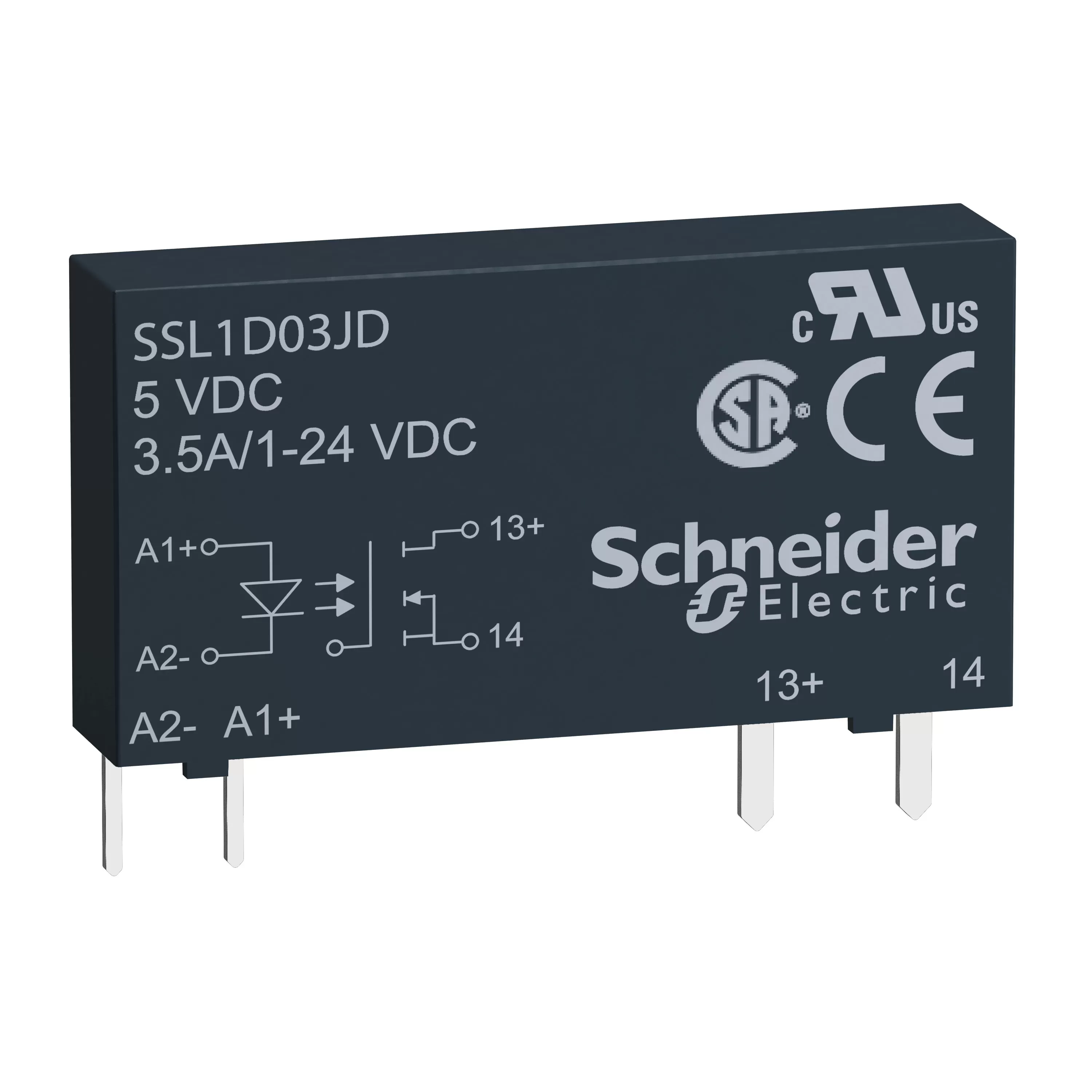Schneider Electric Halbleiterrelais, steckbar, E: 3-12 VDC, A: 1-24 VDC, 3,5 A SSL1D03JD
