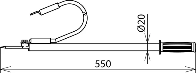Dehn Entladevorrichtung m. Tast-Einhänge- spitze 1-pol. L 465mm m. Kabelsch. 10mm² 758022