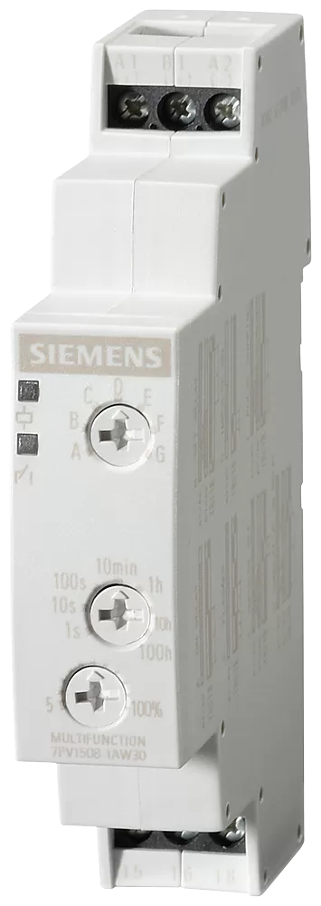 Siemens Zeitrelais, Multifunktion 1 Wechsler, 7 Funktionen, 7 Zeitbereiche (0,05S-100H) 7PV15081AW30