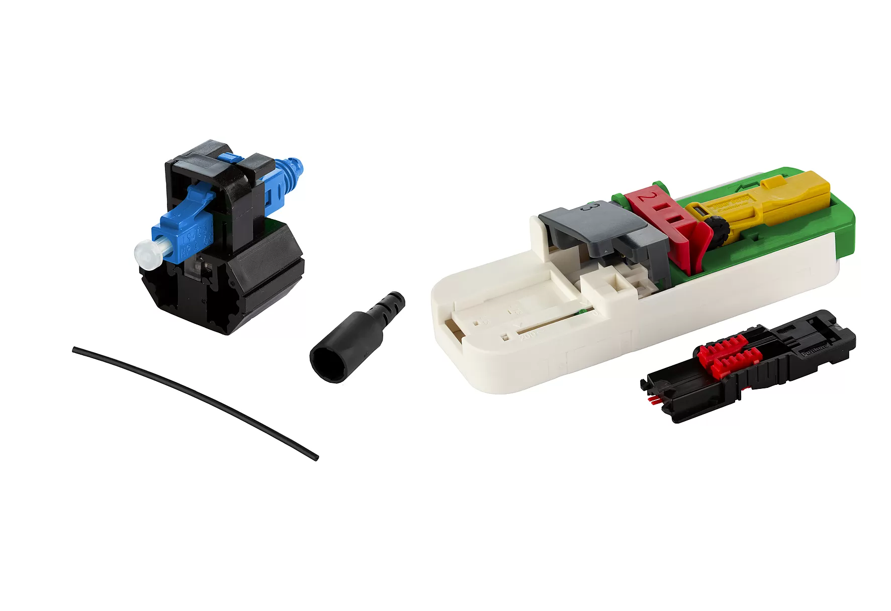 Metz Connect OpDAT FAST Hybrid Steckerbausatz LC UPC OS2 100 Stück für Adern Ø 0,25 + 0,9 mm inkl. Cleaver-Set und Faser-Guide 1509QAJO010C-E