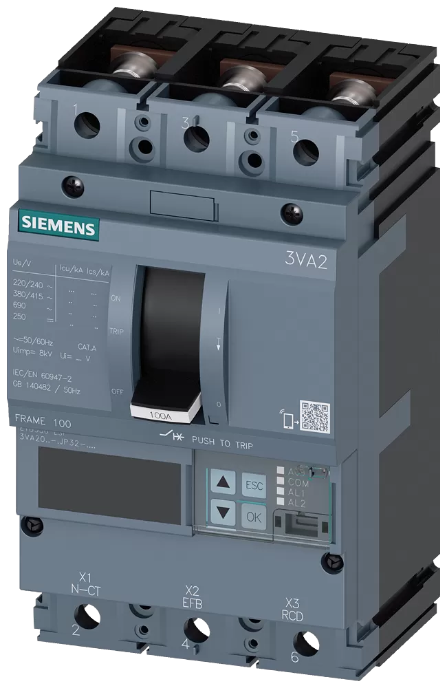 Siemens Leistungsschalter 3VA2 IEC Frame 100 Schaltvermögenklasse M Icu=55kA @ 415V 3VA20405JP320AA0