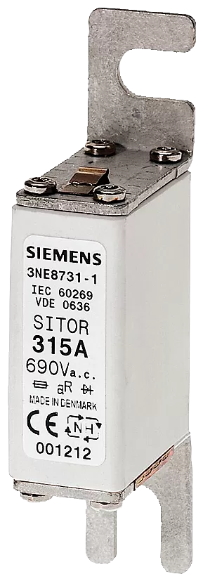 Siemens SITOR-Sicherungseinsatz, mit Anschraublaschen, NH000, In: 200 A, aR 3NE87251