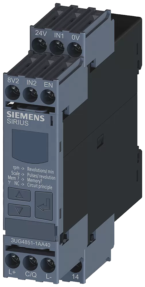 Siemens Überwachungsrelais, digital, Drehzahlüberwachung für IO -Link von 0.1 bis 2200 U 3UG48511AA40