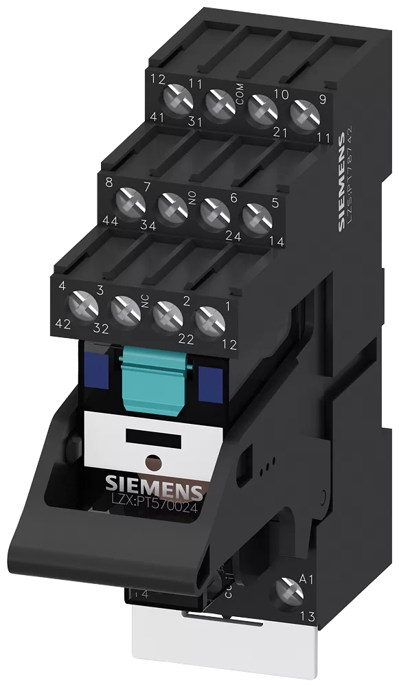 Siemens Steckrelais Komplettgerät DC24V, 4 Wechsler LED-Modul rot Sockel LZS:PT5B5L24