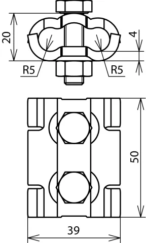 Dehn Parallelverbinder St/tZn f. unter- schiedliche Durchmesser Rd 4-10mm 305000
