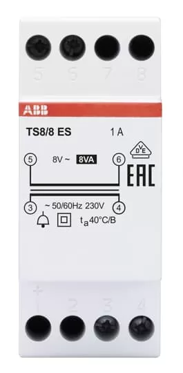 ABB TS 8/8 ES Klingeltransformator 8VA, 8VAC, Energy Saving 2CSM228595R0812