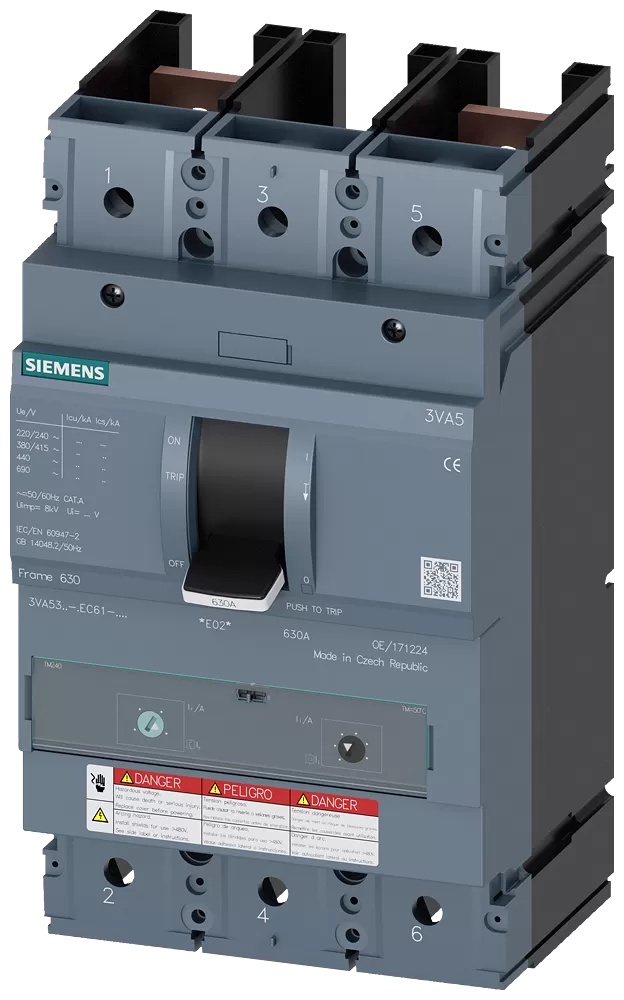 Siemens Leistungsschalter 3VA5 UL Frame 400 Schaltvermögenklasse H 65kA @ 480 V 2polig 3VA53356EC610AA0