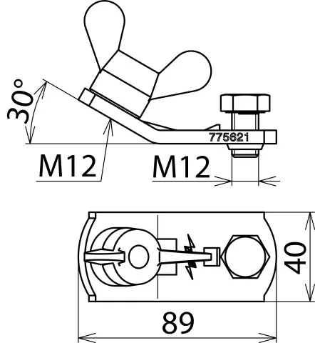 Dehn Erdanschlussstück m. Flügelmutter M12 f. Anschlussstück PK1 16-150mm² 775621